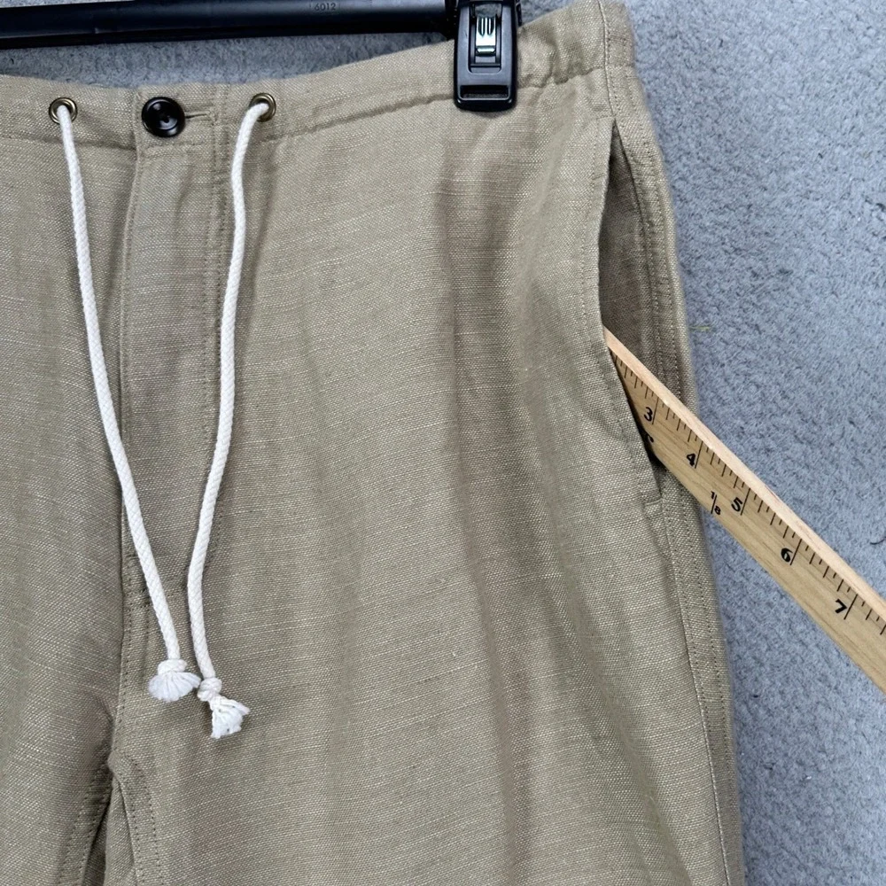 Banana Republic Linen‎ Blend Pants Small Tan Drawstring Pocket Straight Leg NEW